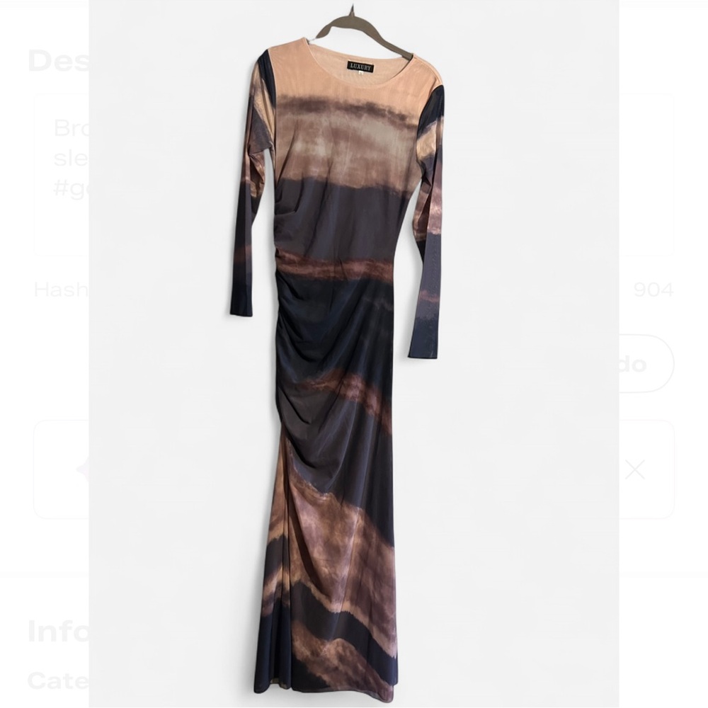 Chic Long Sleeve Tie-Dye Dress